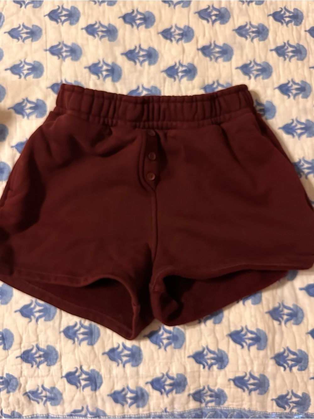 Maroon Women's High-Waist Lounge Shorts